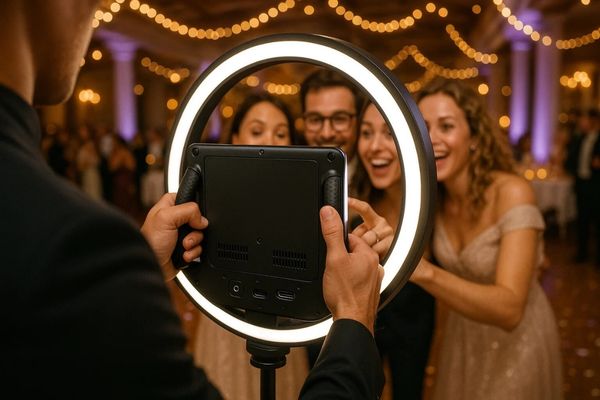 People enjoying 360 photo booth experience