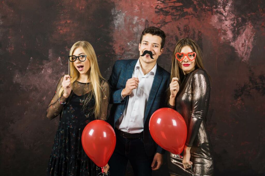 Group enjoying a photo booth session