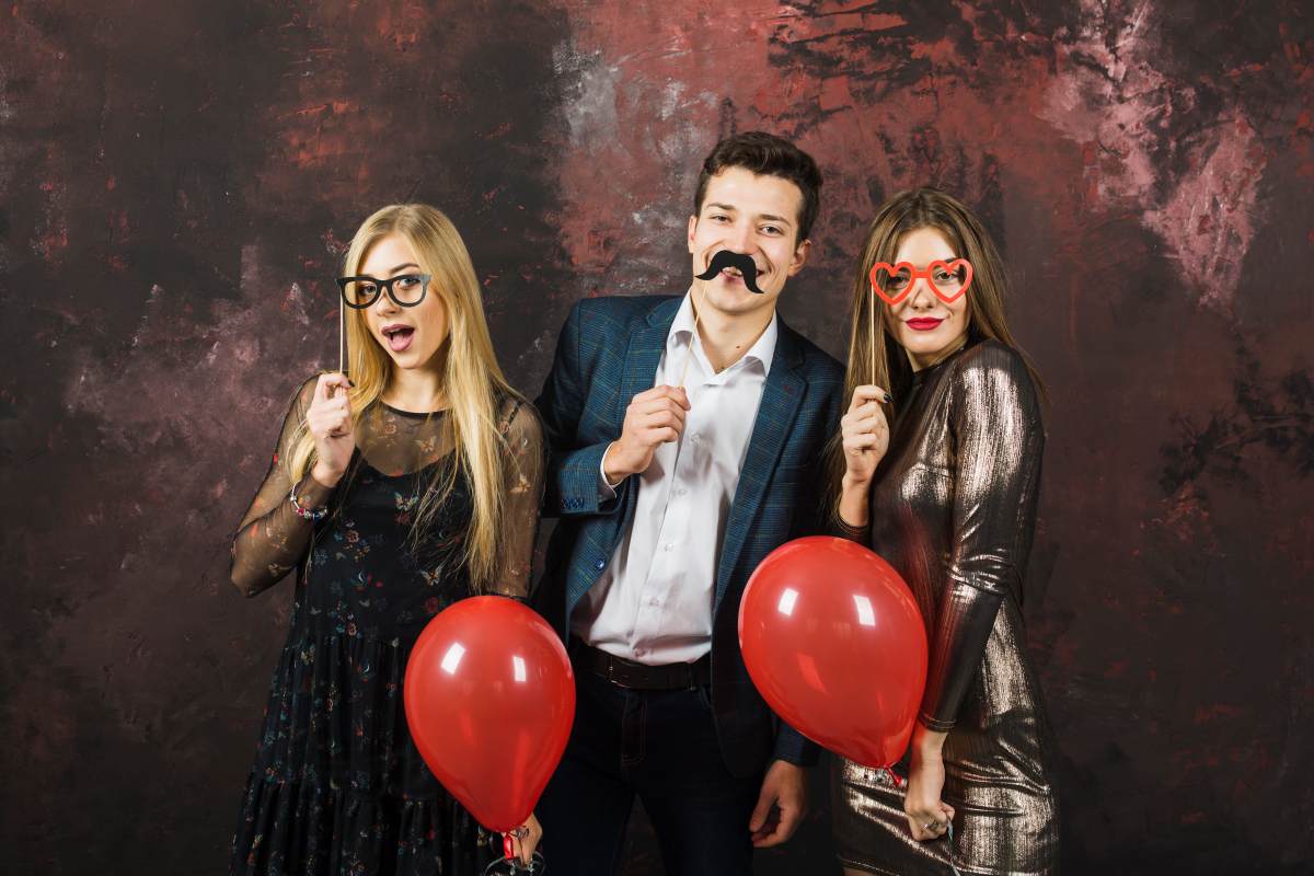 Group enjoying a photo booth session