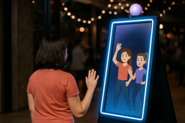 Interactive AI-powered magic mirror booth